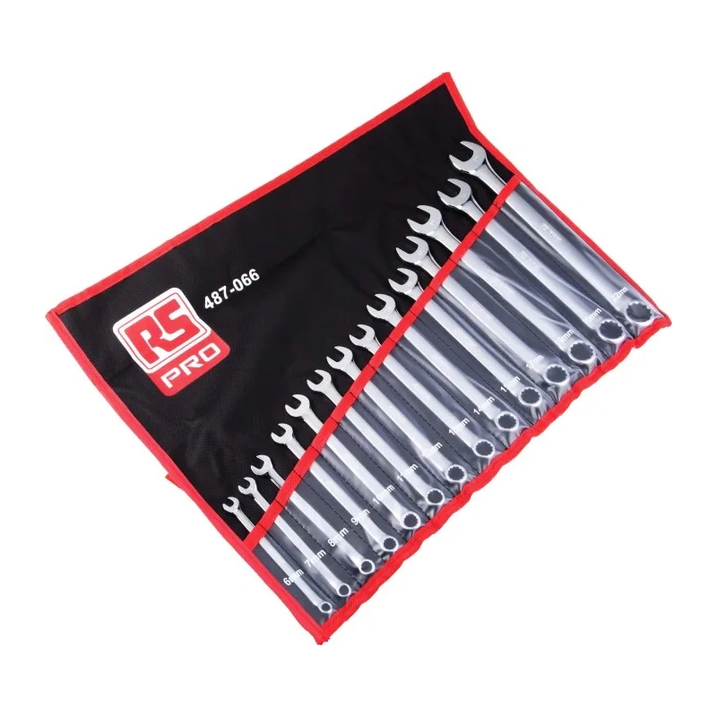 RS PRO 14-Piece Metric Combination Spanner Set 6 To 22 mm Chrome Vanadium Steel 487-066