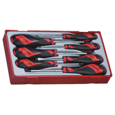 Teng Tools Standard Screwdriver Set with 7 Pieces, TT-MV PLUS Steel Alloy, Ergonomic Bi-Material Handles TT917N