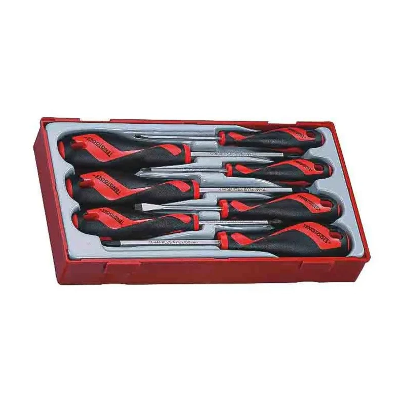 Teng Tools Standard Screwdriver Set with 7 Pieces, TT-MV PLUS Steel Alloy, Ergonomic Bi-Material Handles TT917N