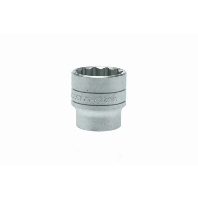 Teng Tools 1/2 in Drive 32 mm 12 Point Bi-Hexagon Socket Satin Finish, 43mm Overall Length M120532-C
