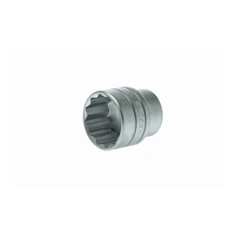 Teng Tools 1/2 in Drive 32 mm 12 Point Bi-Hexagon Socket Satin Finish, 43mm Overall Length M120532-C