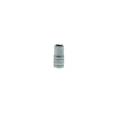 Teng Tools 1/4 in Drive 7 mm 6 Point Hex Socket with Satin Finish, Chrome Vanadium Steel, 25mm Overall Length M140507-C