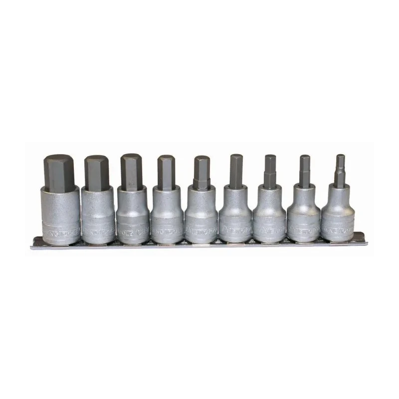 Teng Tools 9-Piece 1/2 in Hexagon Socket Set Chrome Vanadium Steel Satin Finish M1212