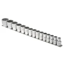 Teng Tools 15-Piece 1/2 in Drive Bi-Hexagonal Socket Set Chrome Vanadium Steel Satin Finish M1215MM