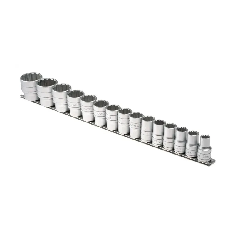 Teng Tools 15-Piece 1/2 in Drive Bi-Hexagonal Socket Set Chrome Vanadium Steel Satin Finish M1215MM