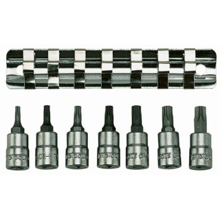 Teng Tools 7-Piece 1/4 in Bit Socket Set Chrome Vanadium Steel Satin Finish M1408TX