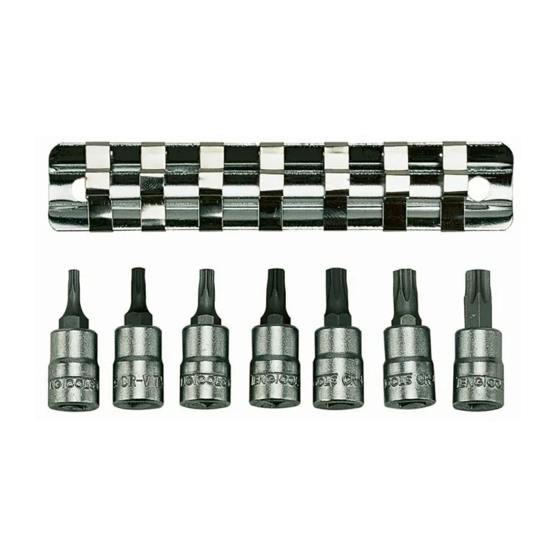 Teng Tools 7-Piece 1/4 in Bit Socket Set Chrome Vanadium Steel Satin Finish M1408TX