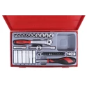 Teng Tools 35-Piece 1/4 in Hexagon Socket Set Chrome Vanadium Steel Satin Finish TT1435
