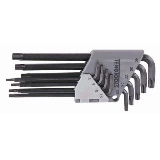 Teng Tools 9 Piece L Metric Hex Key Set, Hex Size 8 to 40 mm, Long Arm, Chrome Vanadium Steel, Black Finish 1479TX