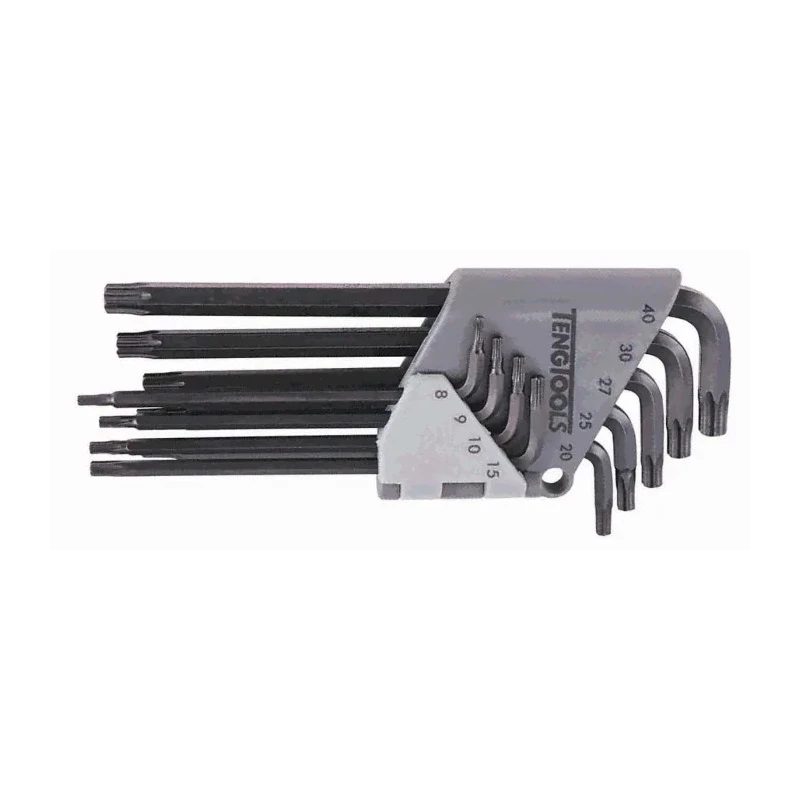 Teng Tools 9 Piece L Metric Hex Key Set, Hex Size 8 to 40 mm, Long Arm, Chrome Vanadium Steel, Black Finish 1479TX