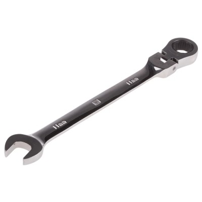RS PRO Combination Ratchet Spanner 11 mm Chrome Vanadium Steel Chrome Finish 487-185