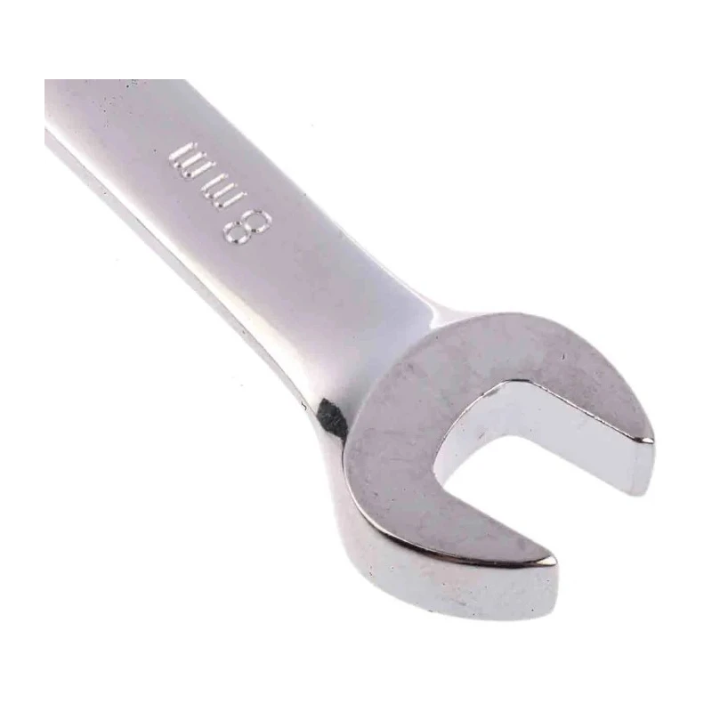 RS PRO Combination Ratchet Spanner 8 mm, 136mm Overall Length Chrome Vanadium Steel Chrome Finish 487-189