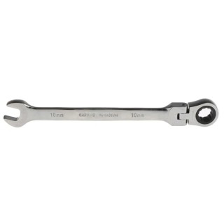 RS PRO Combination Ratchet Spanner 10 mm, 136mm Overall Length Chrome Vanadium Steel Chrome Finish 487-220
