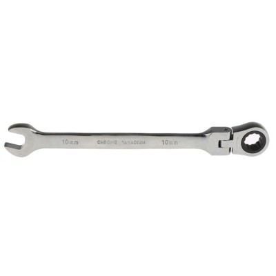 RS PRO Combination Ratchet Spanner 10 mm, 136mm Overall Length Chrome Vanadium Steel Chrome Finish 487-220