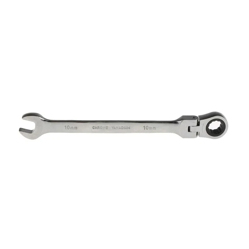 RS PRO Combination Ratchet Spanner 10 mm, 136mm Overall Length Chrome Vanadium Steel Chrome Finish 487-220
