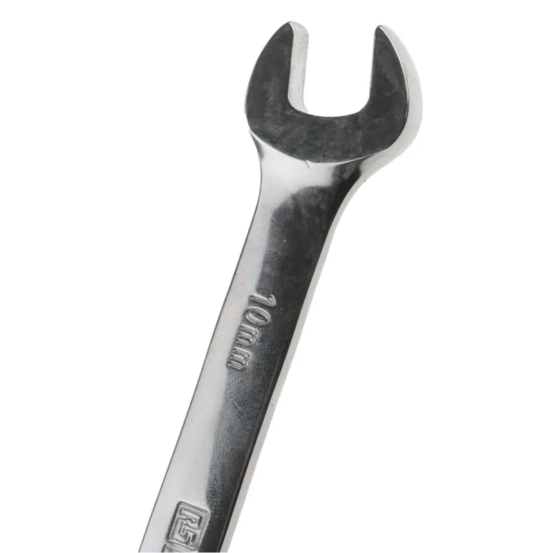 RS PRO Combination Ratchet Spanner 10 mm, 136mm Overall Length Chrome Vanadium Steel Chrome Finish 487-220