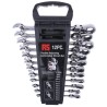 RS PRO 12-Piece Hinged Ratchet Combination Spanner Set 8 to 19 mm Chrome Vanadium Steel 487-268