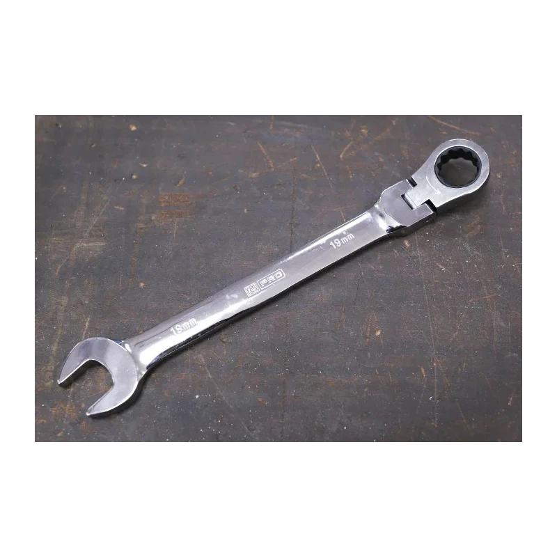 RS PRO 12-Piece Hinged Ratchet Combination Spanner Set 8 to 19 mm Chrome Vanadium Steel 487-268