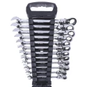 RS PRO 12-Piece Hinged Ratchet Combination Spanner Set 8 to 19 mm Chrome Vanadium Steel 487-268