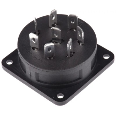 Bulgin Power Connector Panel Mount, 8 Pole, Female, 250V AC 6A Nylon Housing PX0552