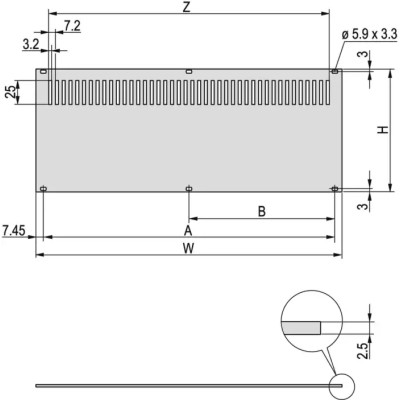 nVent SCHROFF Grey Aluminium Ventilated Backplane 3 U, 42 HP, 213.02 mm Length, 128.4 mm Width 30849-021