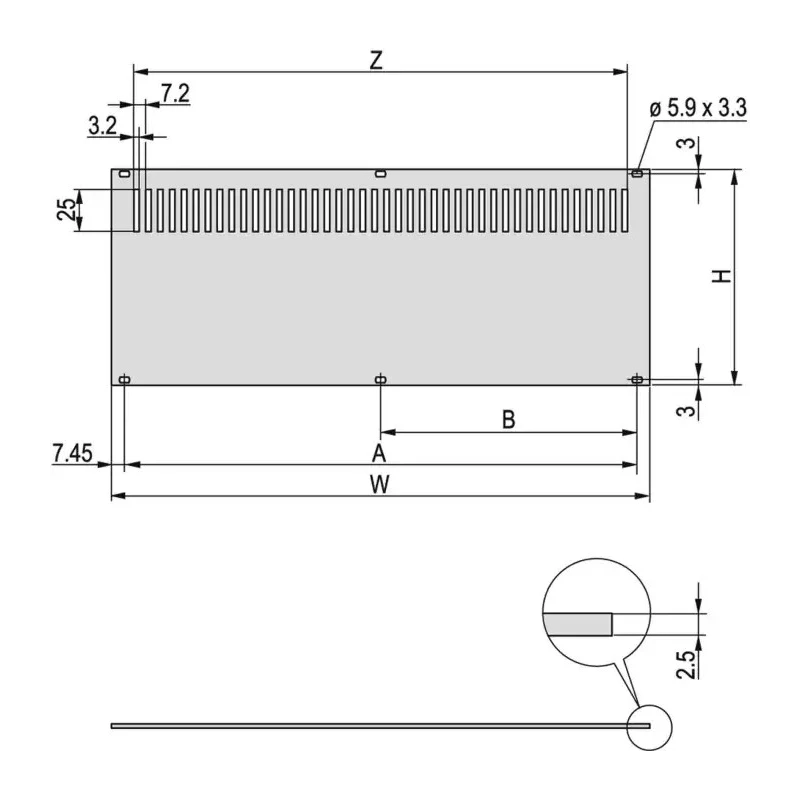 nVent SCHROFF Grey Aluminium Ventilated Backplane 3 U, 42 HP, 213.02 mm Length, 128.4 mm Width 30849-021