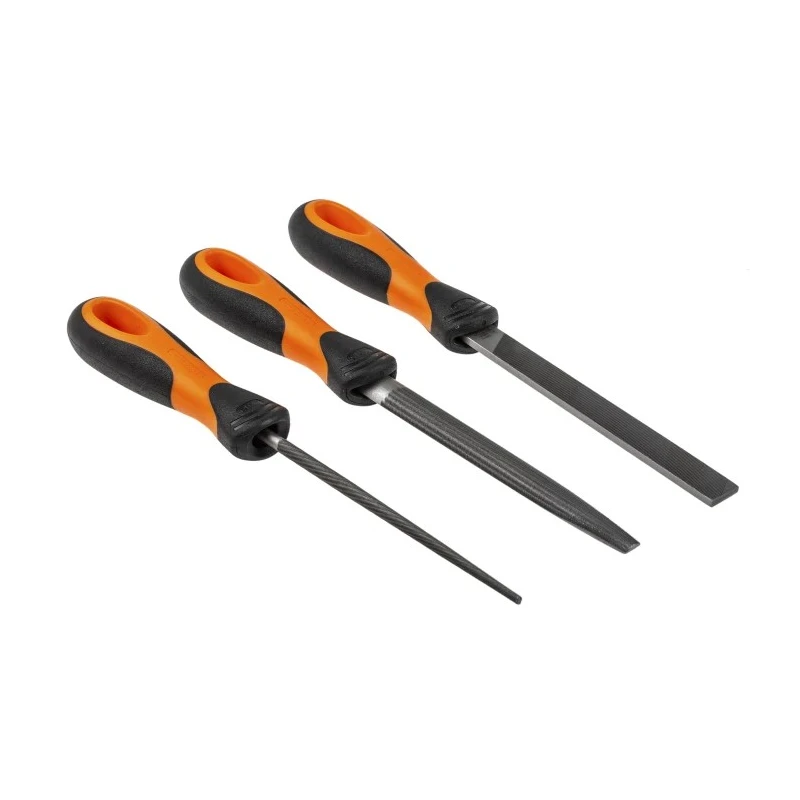 Bahco Engineers File Set 3 Piece, Round Handle Included, 150 mm Length, 2 mm Thickness, 5 mm Width, Second Cut 1-473-06-2-2