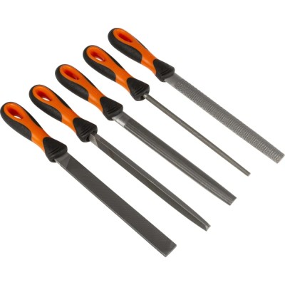 Bahco Second-Cut Engineers Half Round File 200 mm Length, 5 Pieces with Handles 1-477-08-2-2