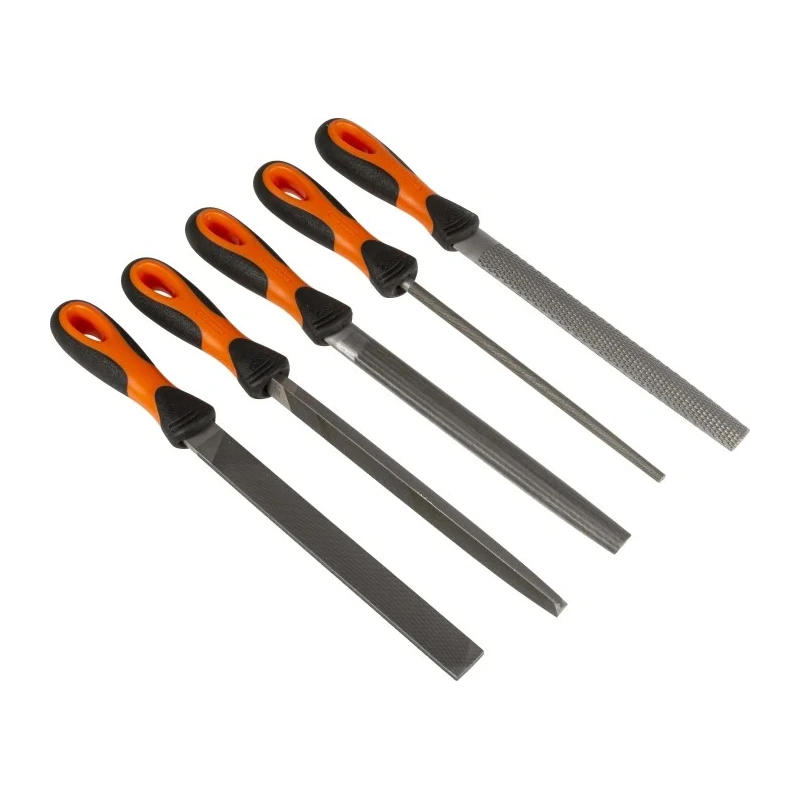 Bahco Second-Cut Engineers Half Round File 200 mm Length, 5 Pieces with Handles 1-477-08-2-2