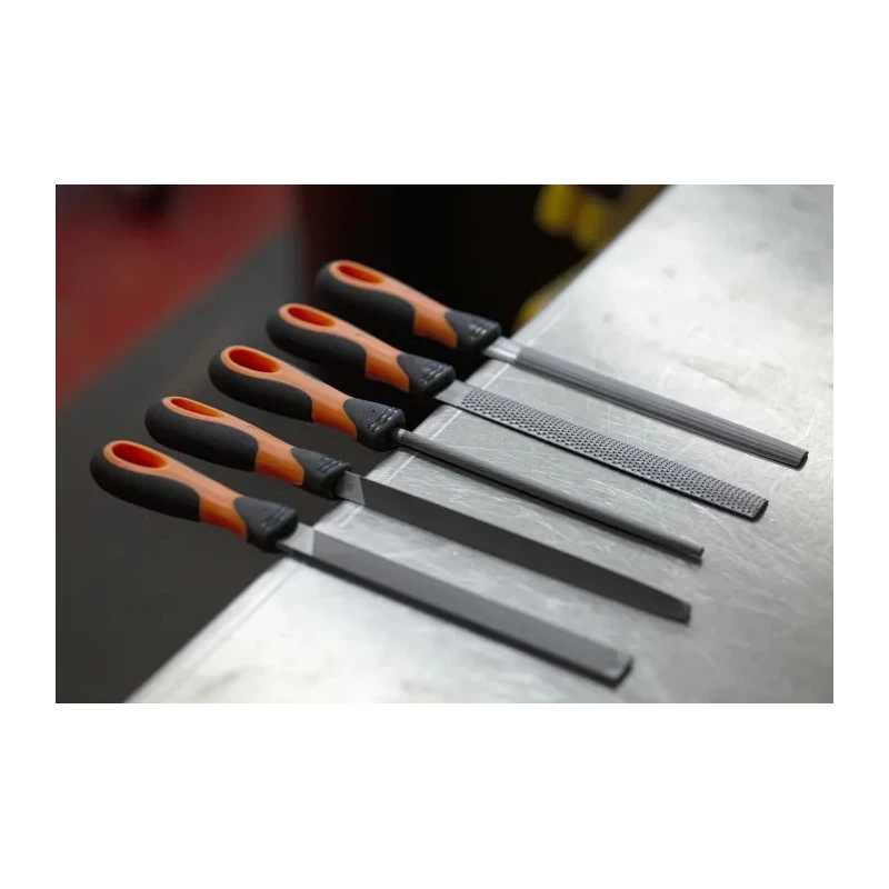 Bahco Second-Cut Engineers Half Round File 200 mm Length, 5 Pieces with Handles 1-477-08-2-2