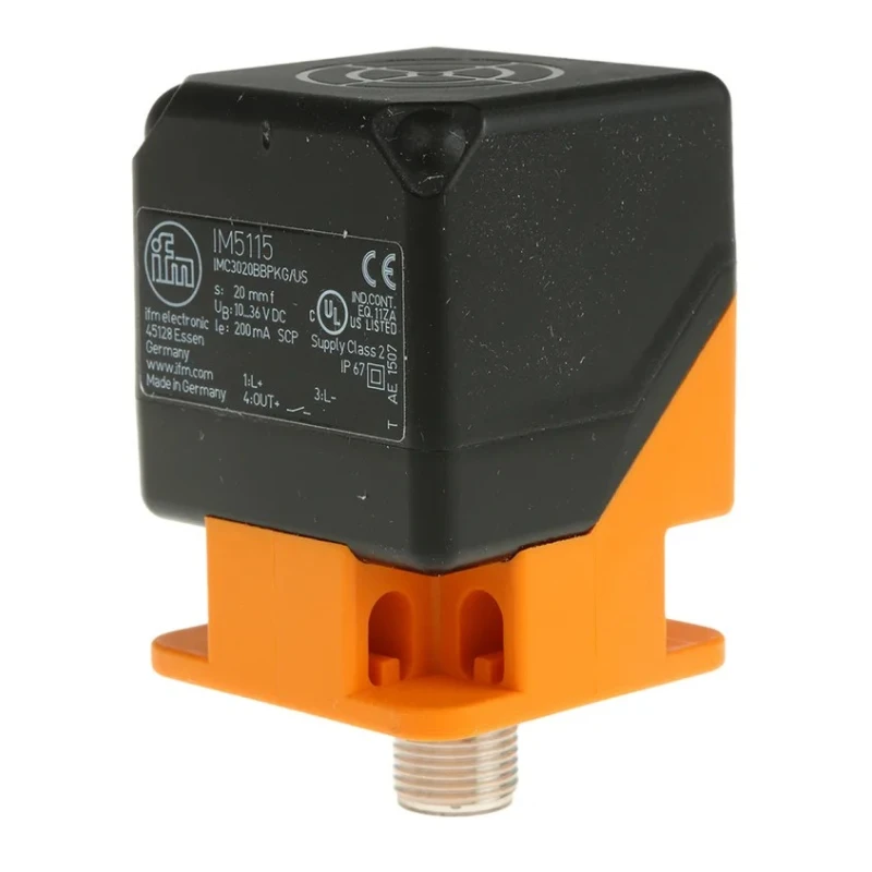 ifm electronic Block Inductive Proximity Sensor PNP 36 V DC 200 mA 20 mm Flush Mount IM5115