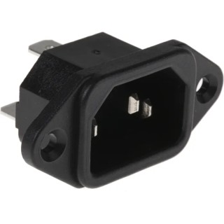 RS PRO C14 Straight Panel Mount IEC Connector 250V 10A Male Solder Termination 488-191
