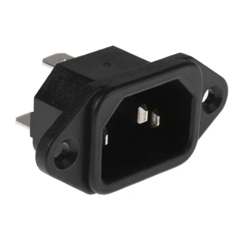 RS PRO C14 Straight Panel Mount IEC Connector 250V 10A Male Solder Termination 488-191