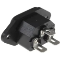 RS PRO C14 Straight Panel Mount IEC Connector 250V 10A Male Solder Termination 488-191