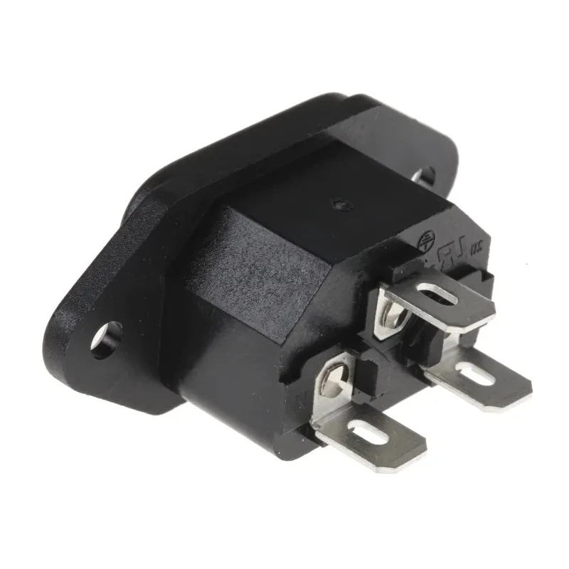 RS PRO C14 Straight Panel Mount IEC Connector 250V 10A Male Solder Termination 488-191