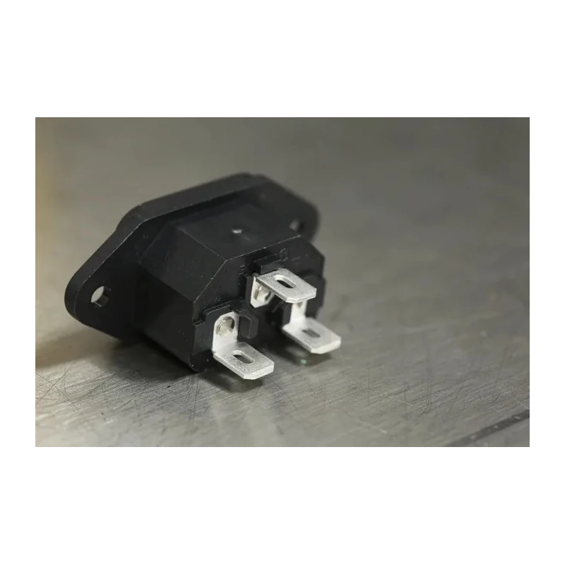 RS PRO C14 Straight Panel Mount IEC Connector 250V 10A Male Solder Termination 488-191