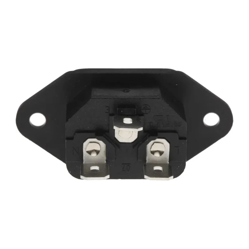 RS PRO C14 Straight Panel Mount IEC Connector 250V 10A Male Solder Termination 488-191