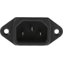 RS PRO C14 Straight Panel Mount IEC Connector 250V 10A Male Solder Termination 488-191