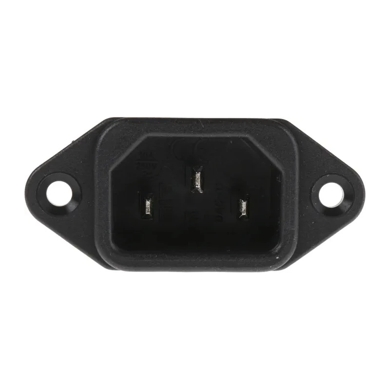 RS PRO C14 Straight Panel Mount IEC Connector 250V 10A Male Solder Termination 488-191