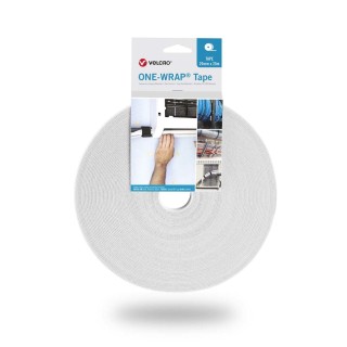 VELCRO® White Reclosable Fastener Cable Tie 25mm Width x 300mm Length, 2.35mm Thickness, Polypropylene and VEL-OW64800