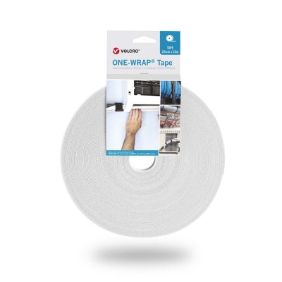 VELCRO® White Reclosable Fastener Cable Tie 25mm Width x 300mm Length, 2.35mm Thickness, Polypropylene and VEL-OW64800