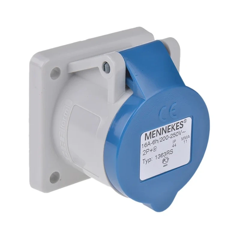 MENNEKES Industrial Power Connector Panel Mount 16A 230V IP44 Blue 3-Pole IP44