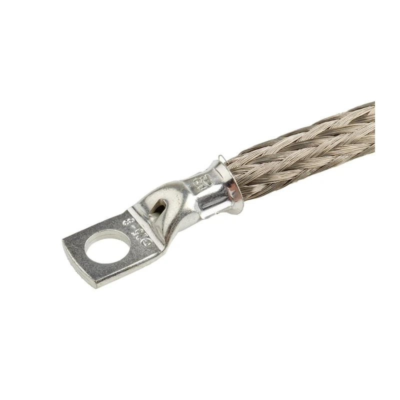 RS PRO Braided Wire Tin Copper 24.13 mm² CSA M8 Stud Size 2 x 24 x 16 x 0.2 mm 0.4 m BS4109 BS EN 13602:2002 489-157