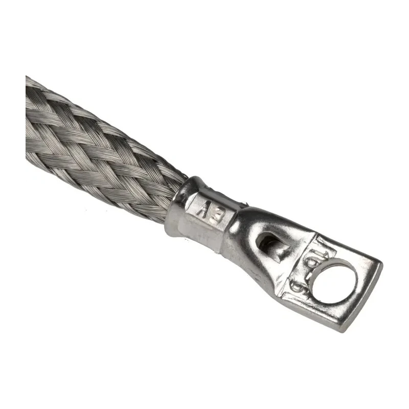 RS PRO Braided Wire 15.08 mm² CSA Tin Copper Wire M6 Stud Size 24 x 20 x 0.2 mm 0.25 m 489-163