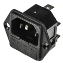 Bulgin C14 Straight Panel Mount IEC Connector Male, 250V, 10A, Fuse Size 5x20 mm PF0002/63