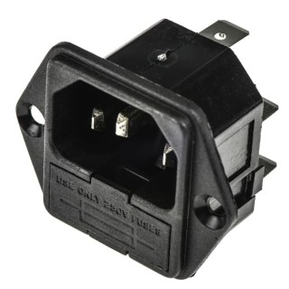 Bulgin C14 Straight Panel Mount IEC Connector Male, 250V, 10A, Fuse Size 5x20 mm PF0002/63