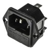 Bulgin C14 Straight Panel Mount IEC Connector Male, 250V, 10A, Fuse Size 5x20 mm PF0002/63