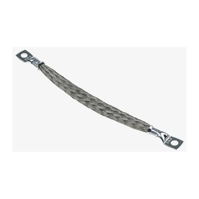 RS PRO Braided Wire Tin Copper, 8.29 mm² CSA, M5 Stud Size, 24 x 11 x 0.2 mm, 0.15 m Length, BS EN 13602:2002, BS4109 489-204