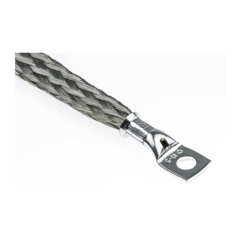 RS PRO Braided Wire Tin Copper, 8.29 mm² CSA, M5 Stud Size, 24 x 11 x 0.2 mm, 0.15 m Length, BS EN 13602:2002, BS4109 489-204