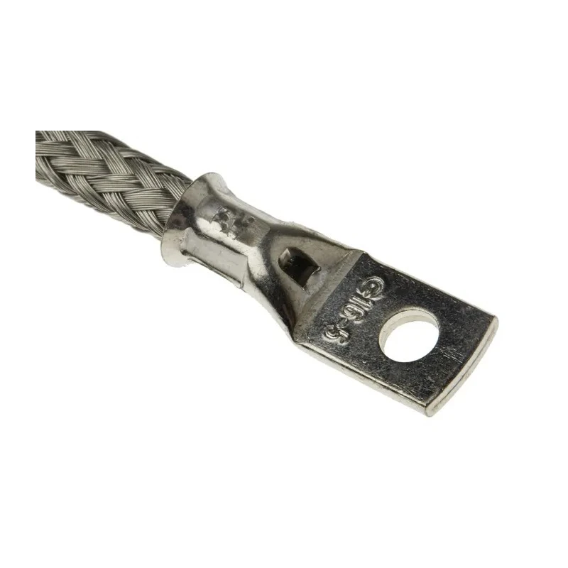 RS PRO Braided Wire, 10.05 mm² Cross Section Area, M6 Stud Size, 24 x 20 x 0.2 mm, 150 mm Length, Tin Copper Wire 489-208